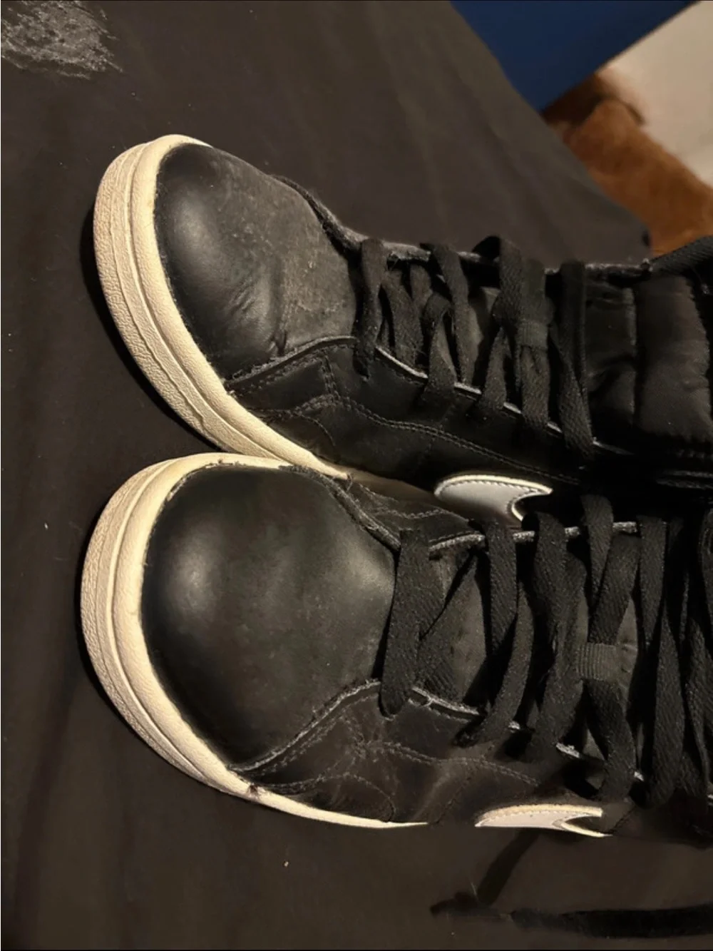 Nike Kids Black High-Top Sneakers with White Swoosh